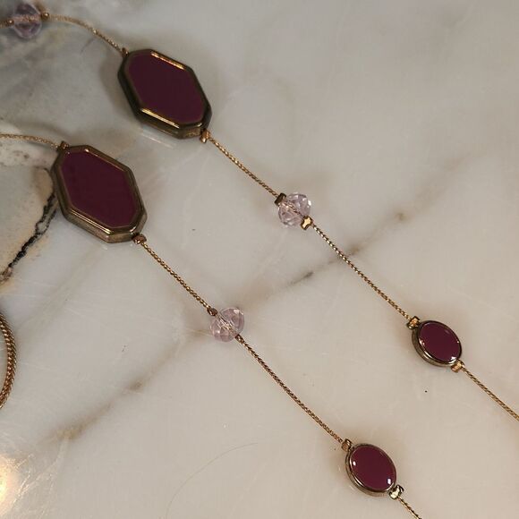 NWT Purple & Gold Long Layering Necklace - Picture 2 of 4